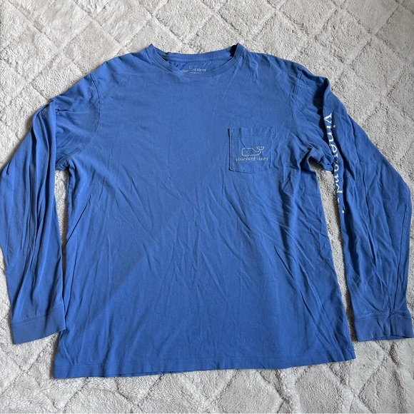 Vineyard Vines | Men's Blue Long Sleeve Front Pocket T-shirt | Size Large - Picture 2 of 9